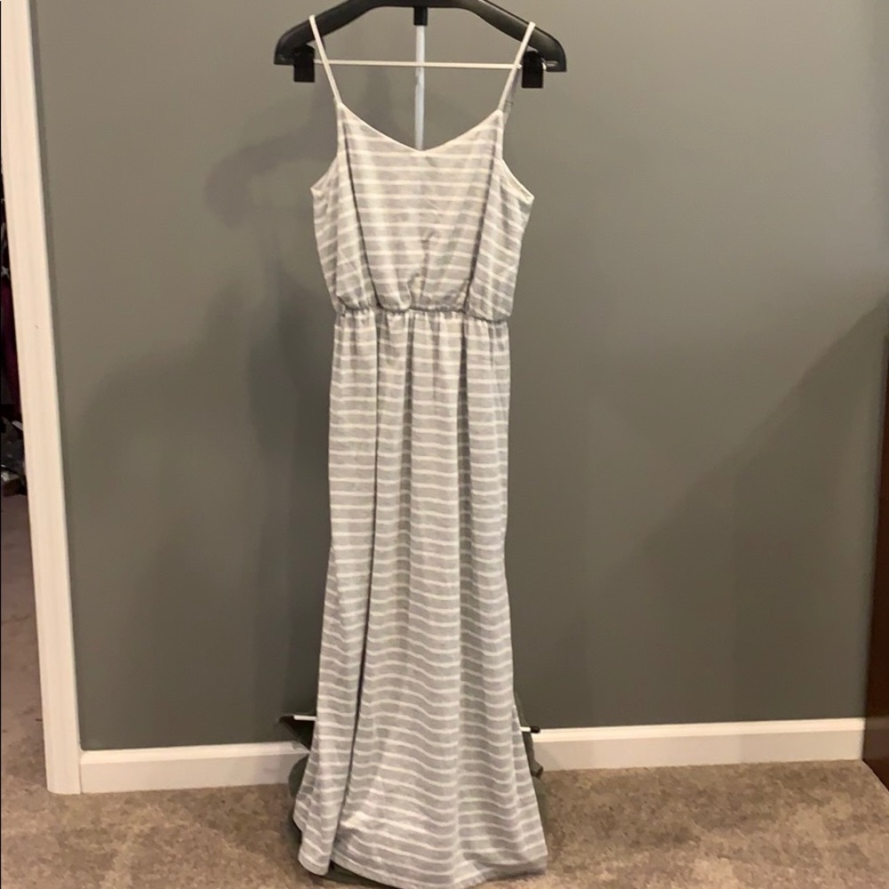 Grey and White Maxi Dress
